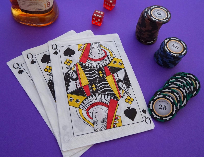 Partay Shenanigans Casino Party Paper Napkins - 50 Pack Queen of Spades Playing Card Shaped Disposable Paper Party Napkins 5"x7" for Casino Night Poker Game Party Supplies Tableware Decoration - Image 5